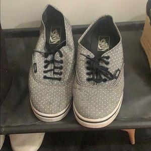 Grey with white polkadot vans